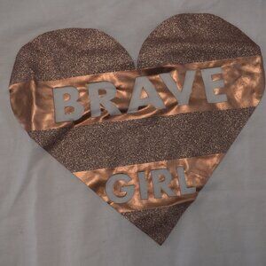 NWT Brave Girl Heart T-Shirt in Rose Gold with Glitter Size Lrg by 90 Degree